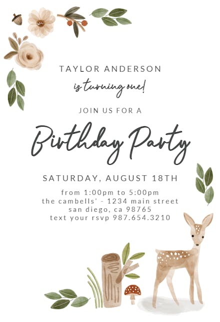 Boho Woodland - Birthday Invitation