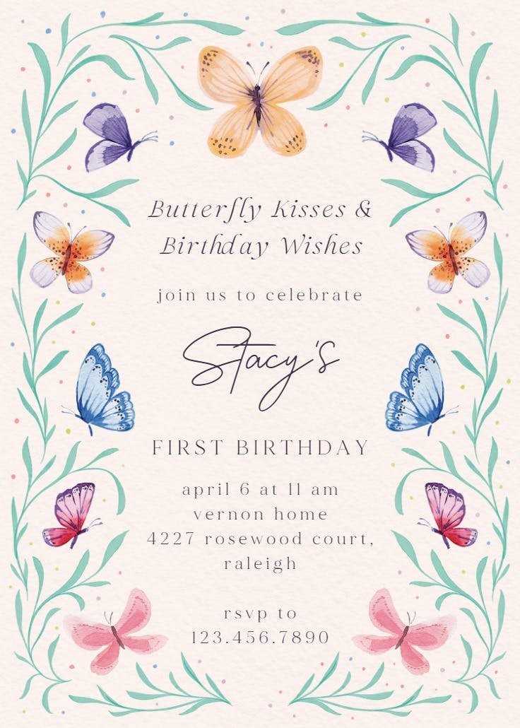 Butterfly garden - invitación de cumpleaños