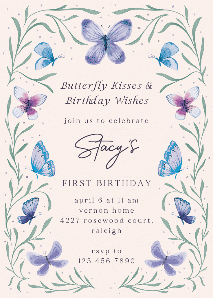 Butterfly garden - birthday invitation