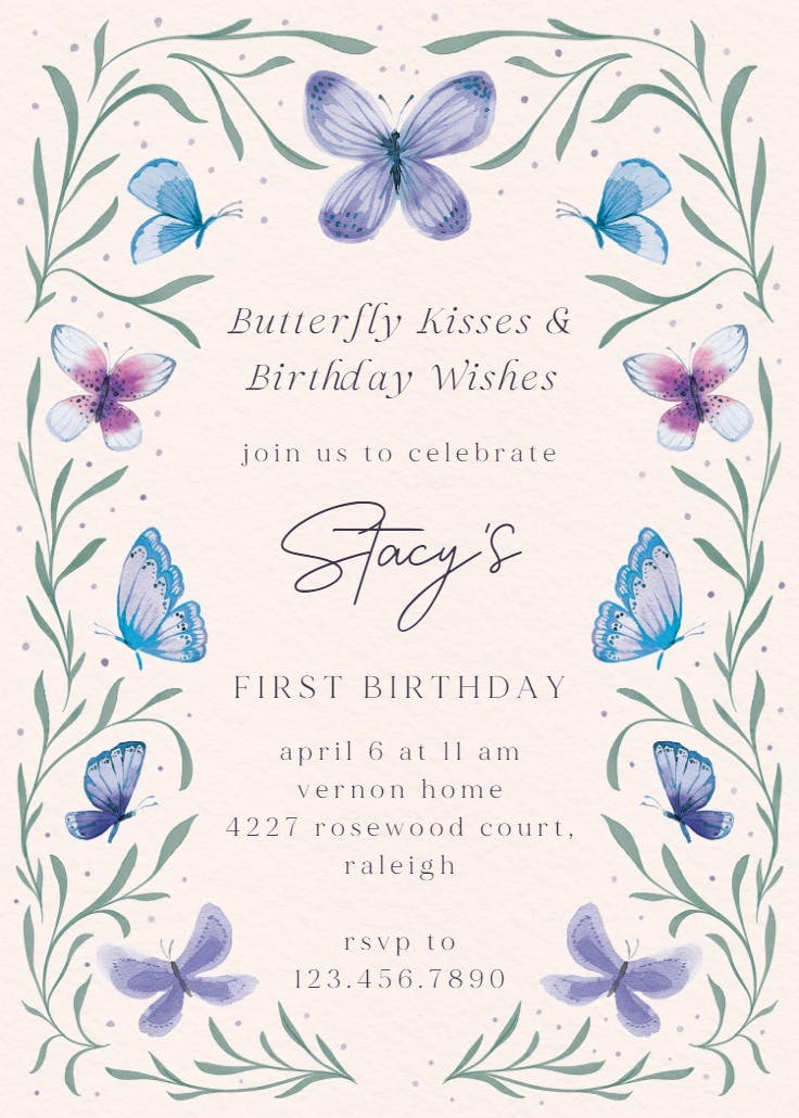 Butterfly garden - birthday invitation