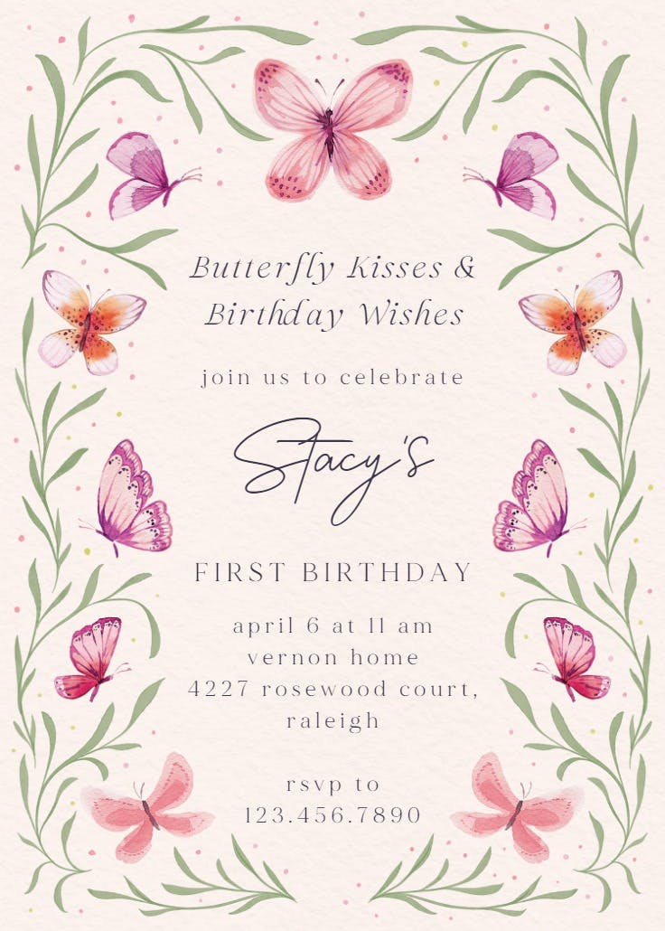 Butterfly garden - birthday invitation