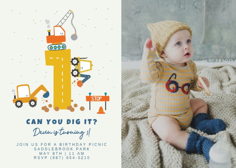 Can you dig it - birthday invitation