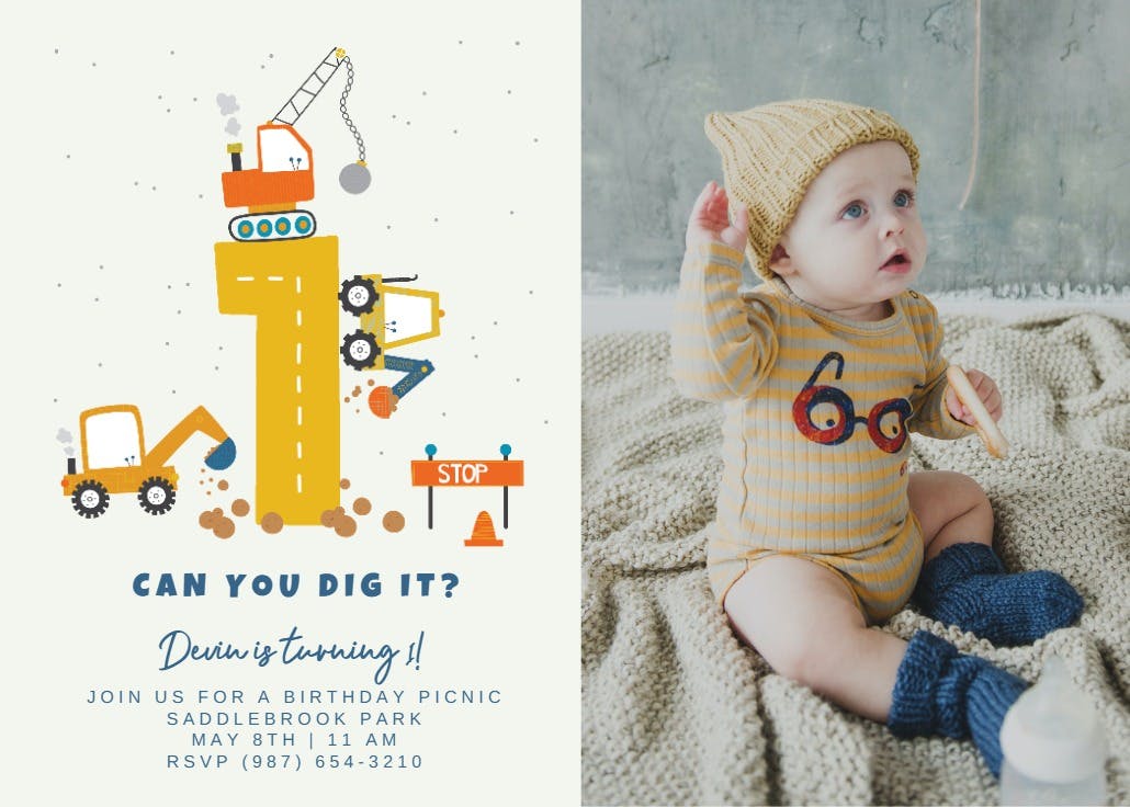 Can you dig it - birthday invitation