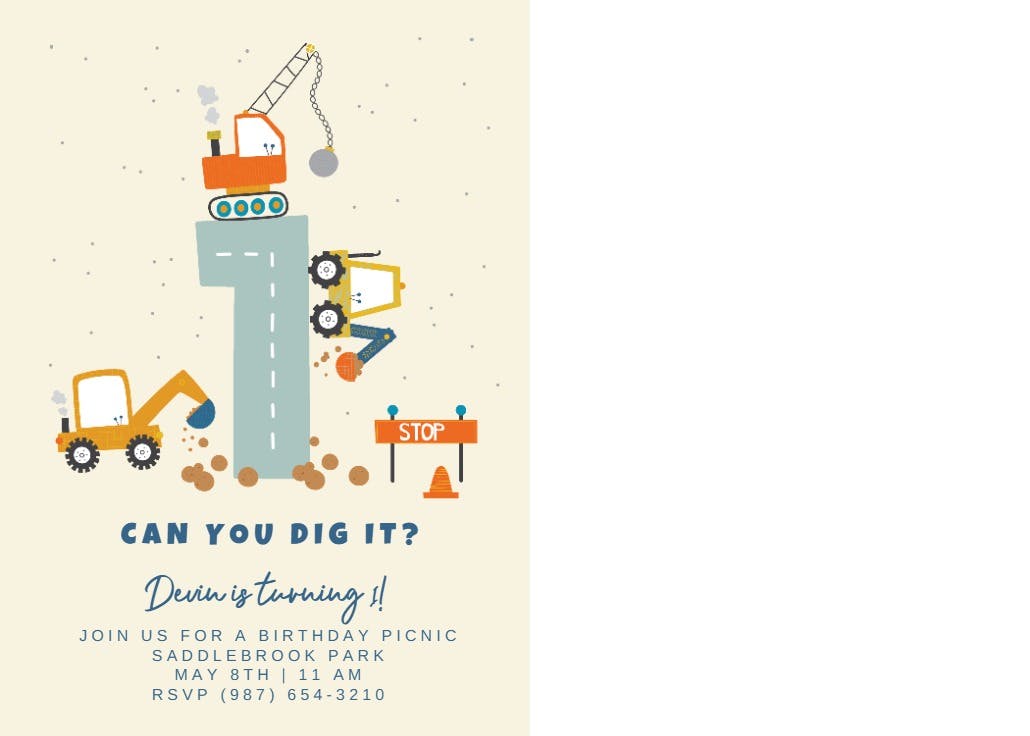 Can you dig it - birthday invitation