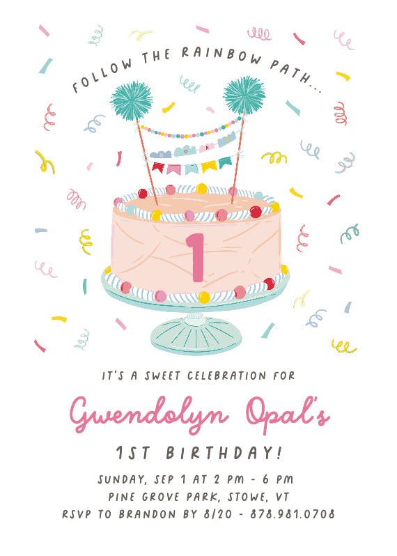 Candyland cake -  invitación de cumpleaños