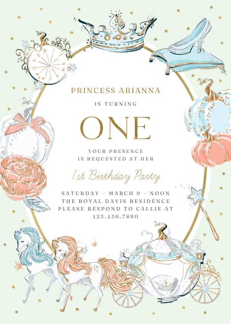 Cinderella story -  invitación de cumpleaños