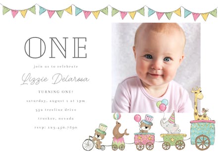 Circus train - birthday invitation