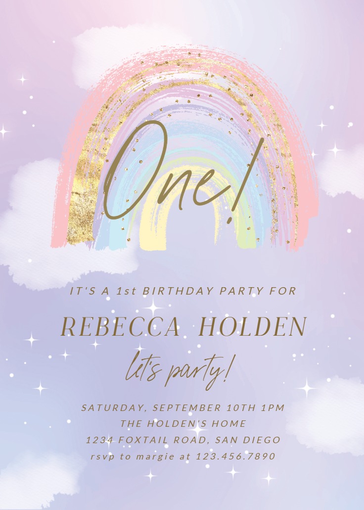 Colorful Sky - 1st Birthday Invitation Template | Greetings Island