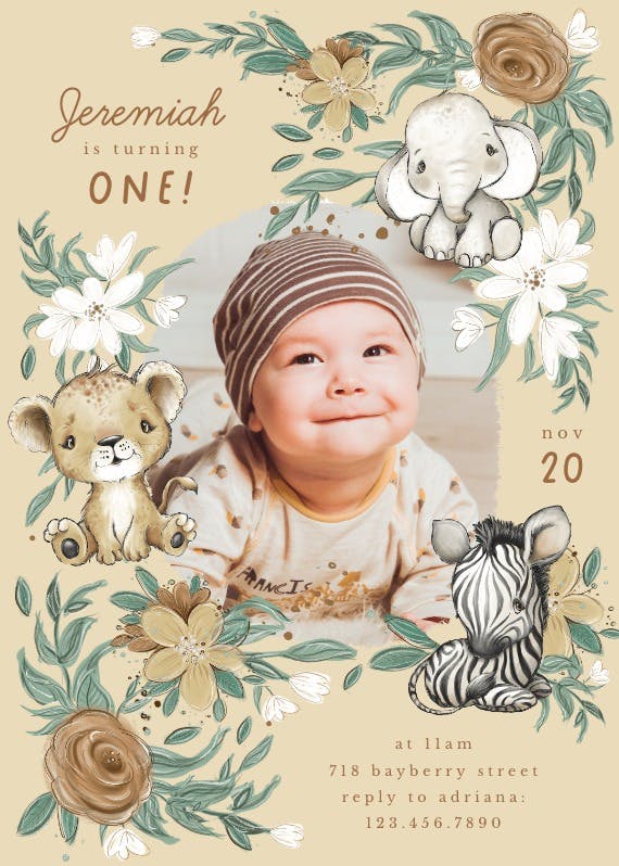 Cozy critters photo - printable party invitation