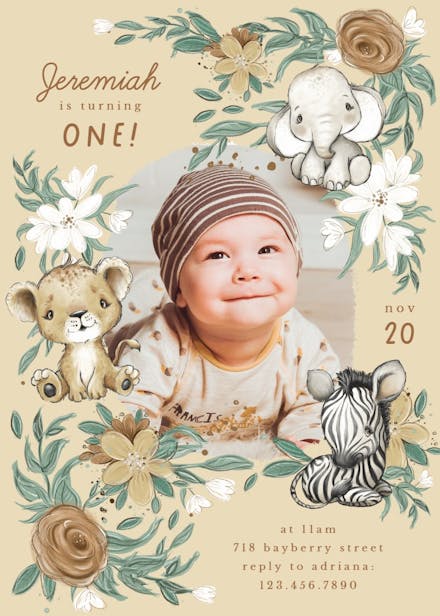 Cozy critters photo - birthday invitation