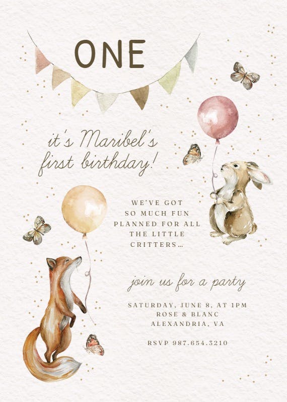 Critter celebration - invitación de cumpleaños