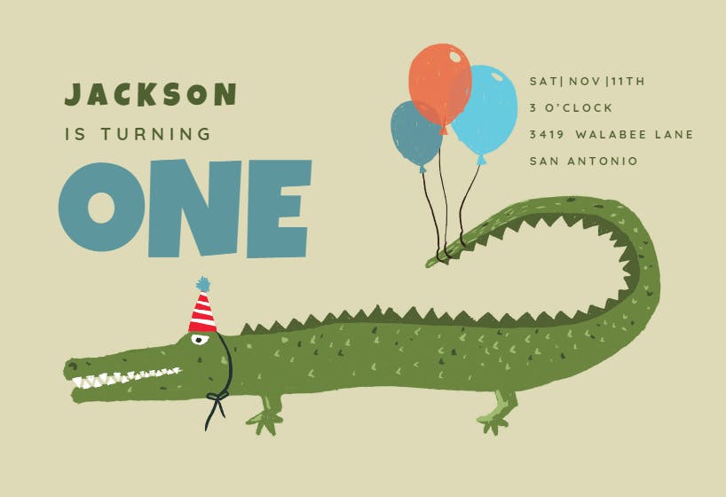 Crocodile - birthday invitation