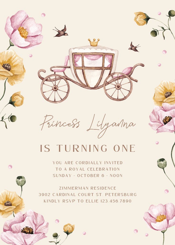 Crown & carriage - birthday invitation