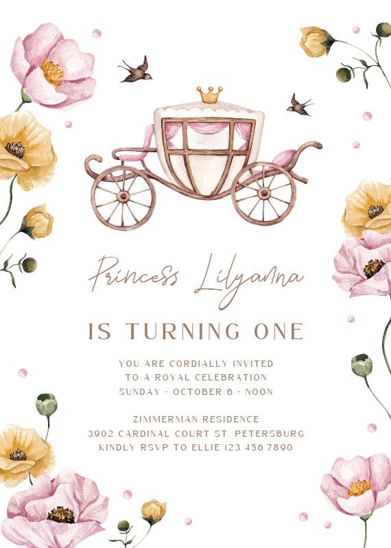 Crown & carriage - birthday invitation