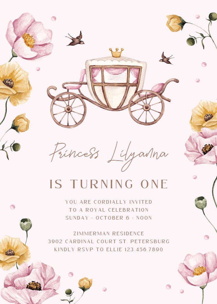 Crown & carriage - birthday invitation