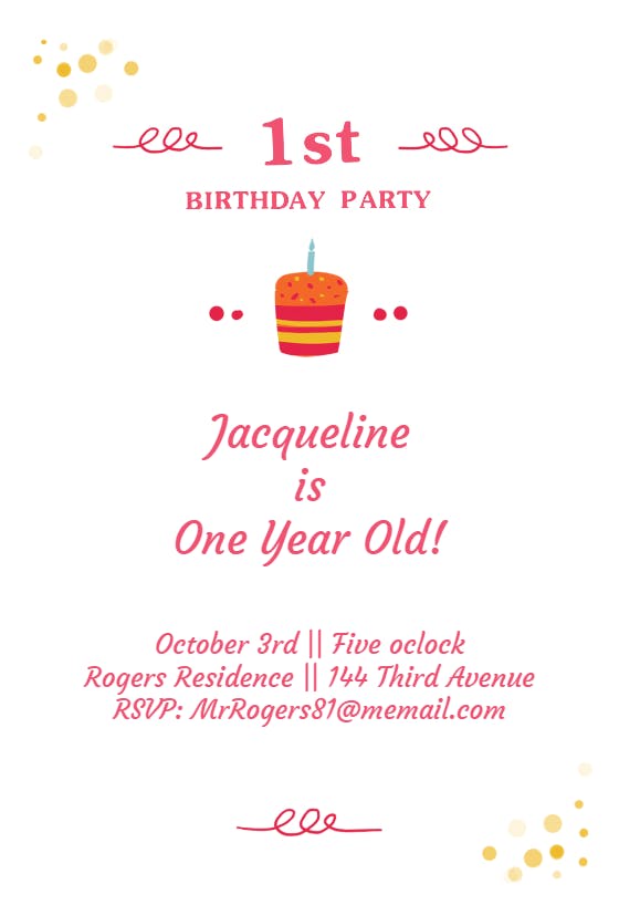 Cupcake and squiggles - birthday invitation