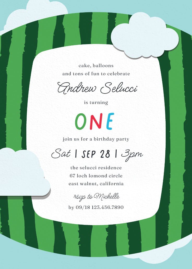 Cute clouds - birthday invitation