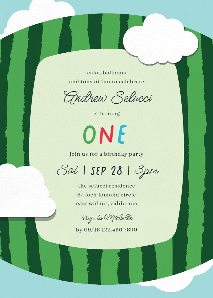 Cute clouds - birthday invitation