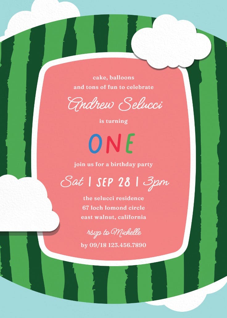 Cute clouds - birthday invitation