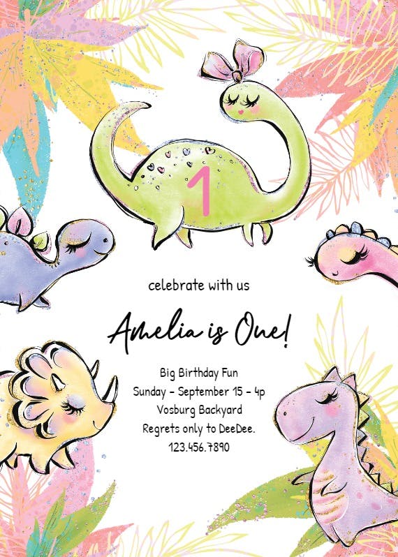 Cute-o-sauruses - invitación de cumpleaños