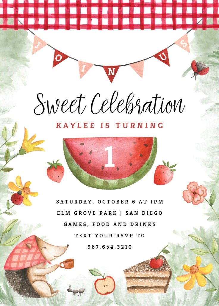 Cute picnic - bbq party invitation