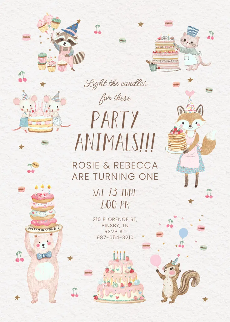 Cutest critters - invitación de cumpleaños