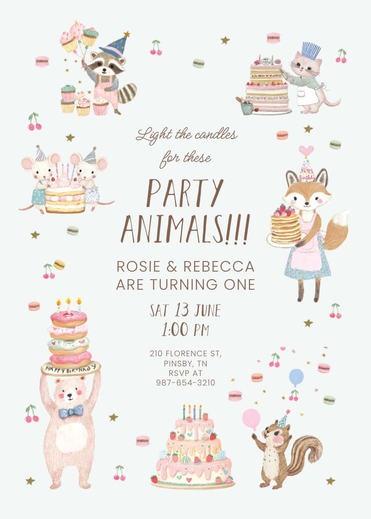 Cutest critters - invitación de cumpleaños