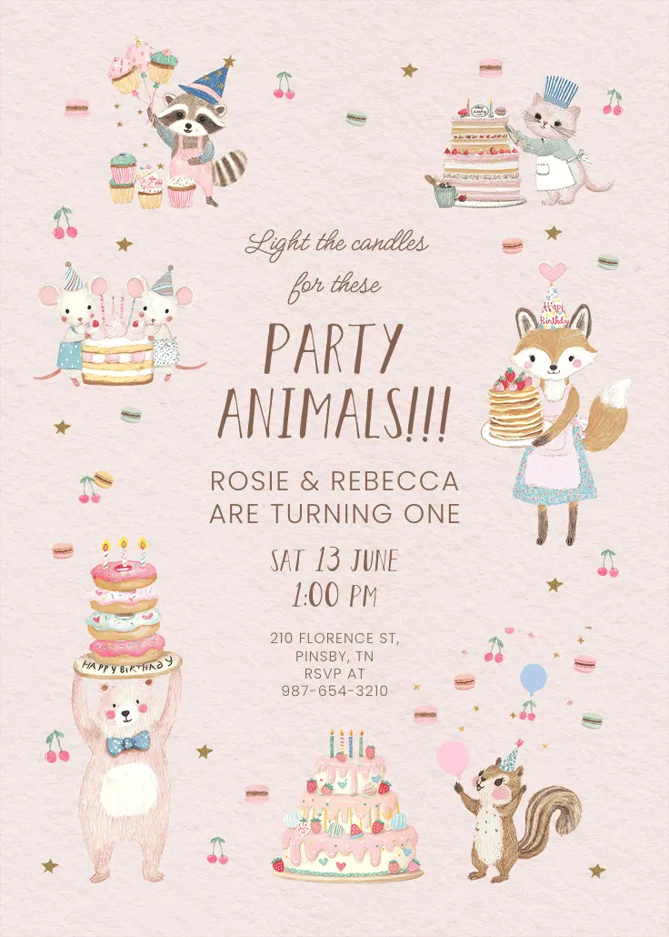 Cutest critters - invitație de aniversare