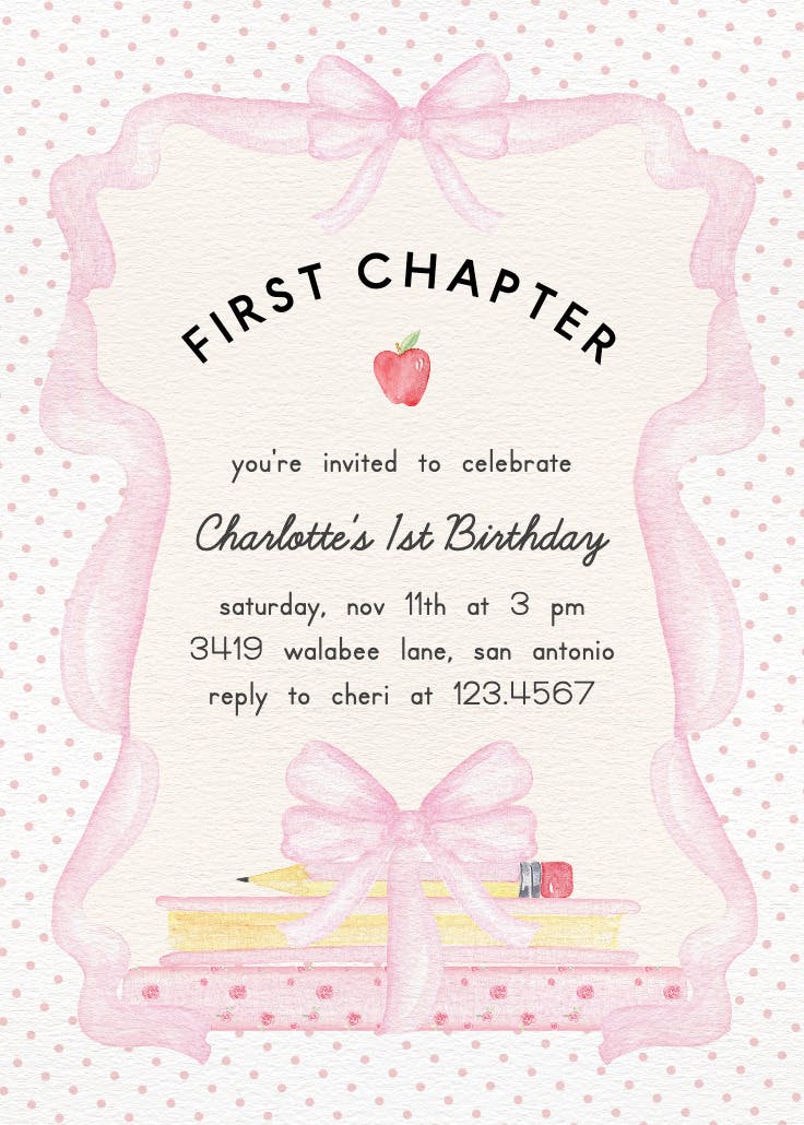 Dainty first chapter - birthday invitation