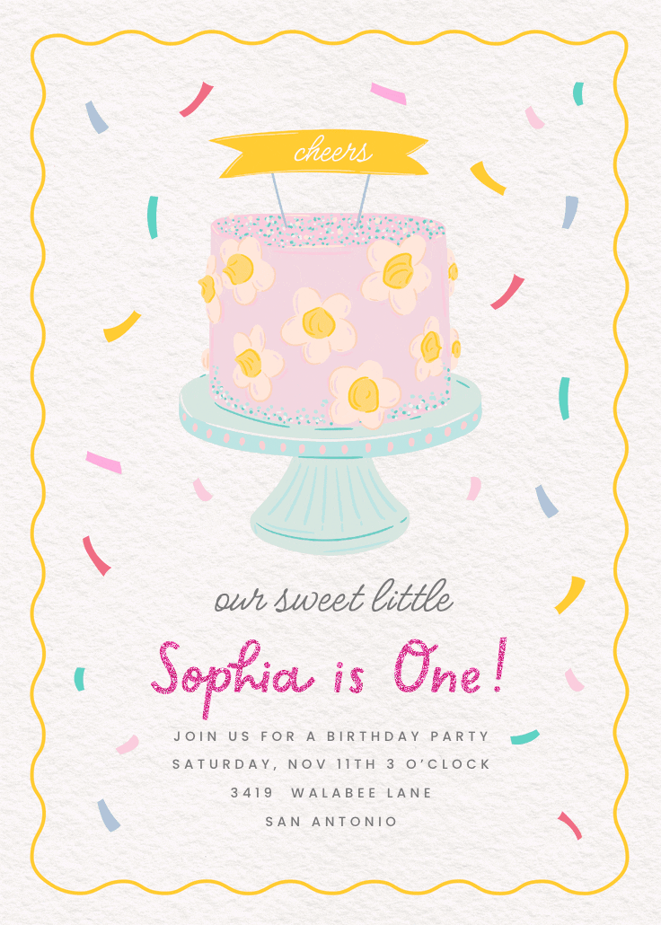 Daisy cake - birthday invitation