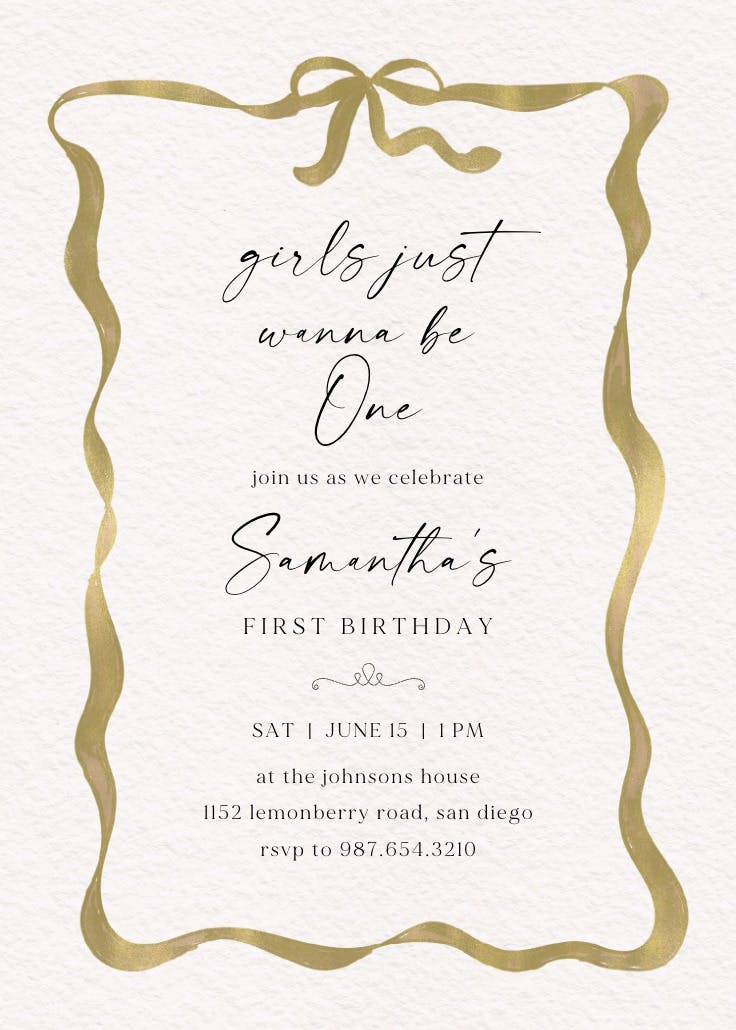 Delicate ribbon - birthday invitation