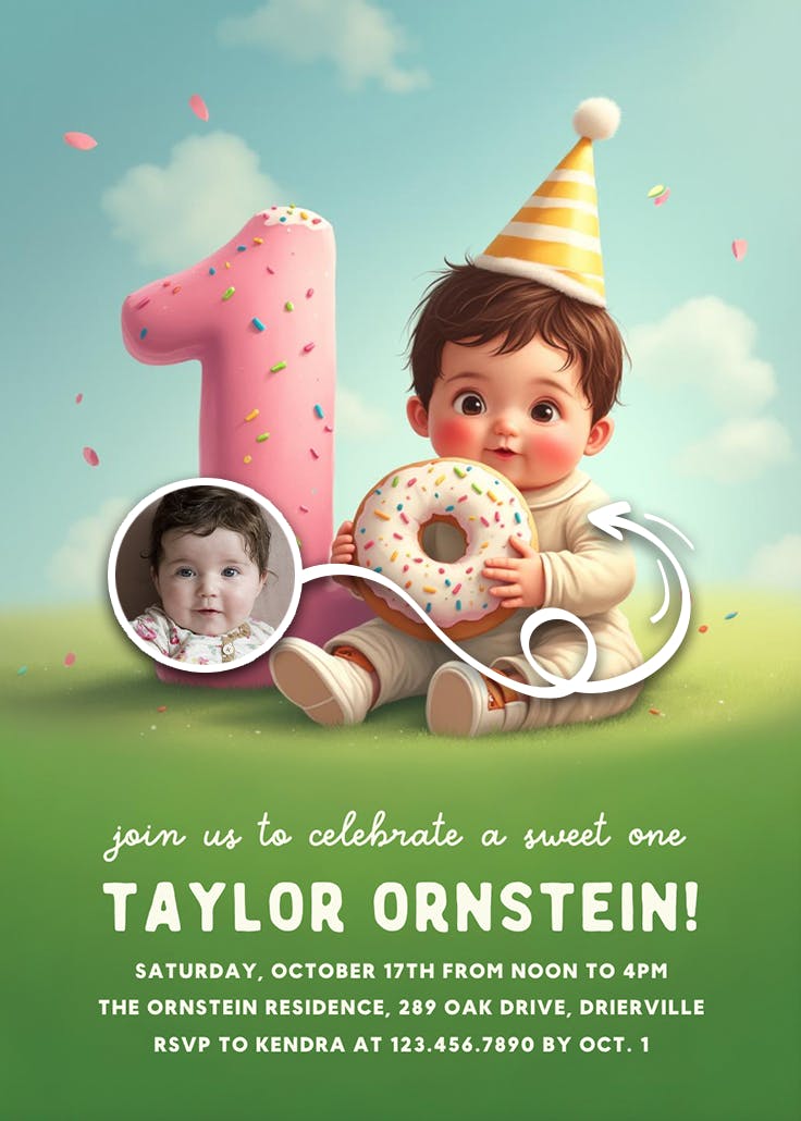 Donut grow up - invitación de fiesta de cumpleaños con foto