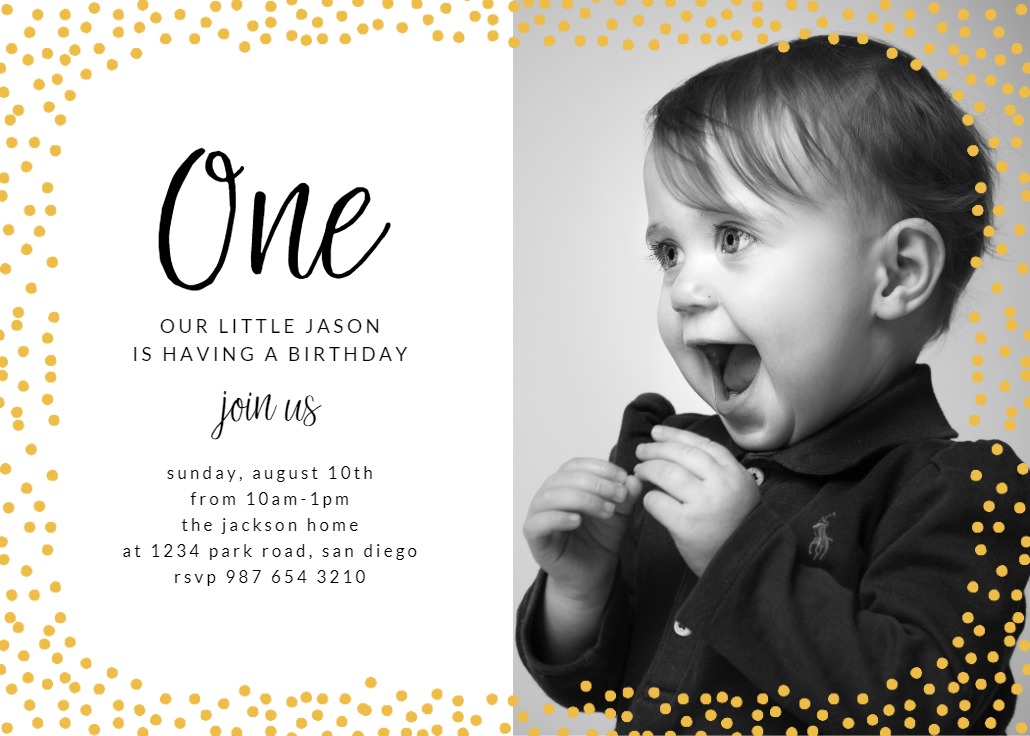 Classy 1 - 1st Birthday Invitation Template (Free) | Greetings Island