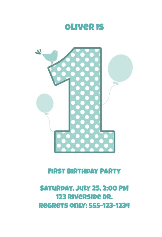 Dotted digit 1 - birthday invitation