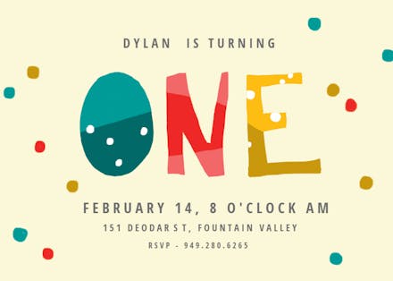 Dotted first - Birthday Invitation