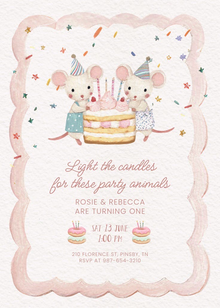 Double the giggles - invitación de cumpleaños
