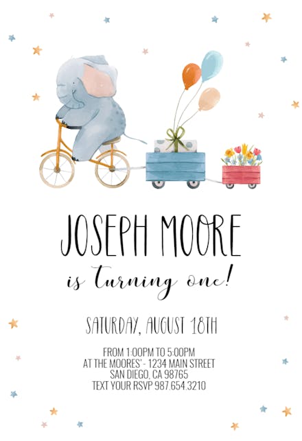 Elephant Gift - Birthday Invitation