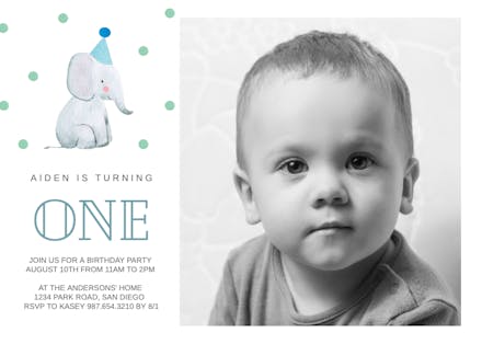 Elephant - Birthday Invitation