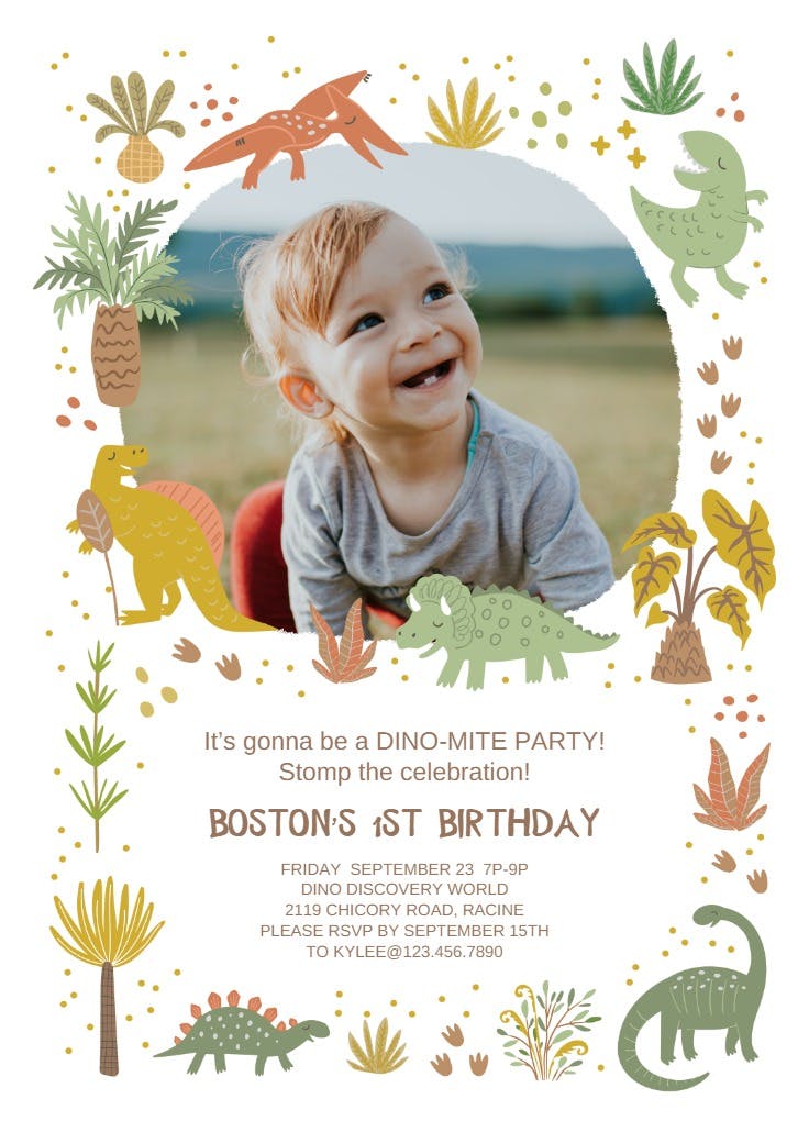 First roarsome frame - birthday invitation