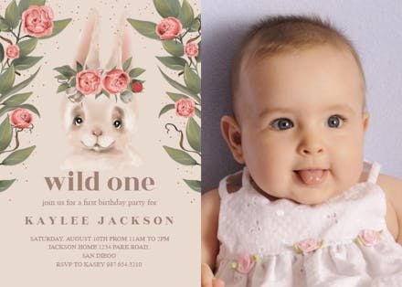 Floral forest animal - Birthday Invitation