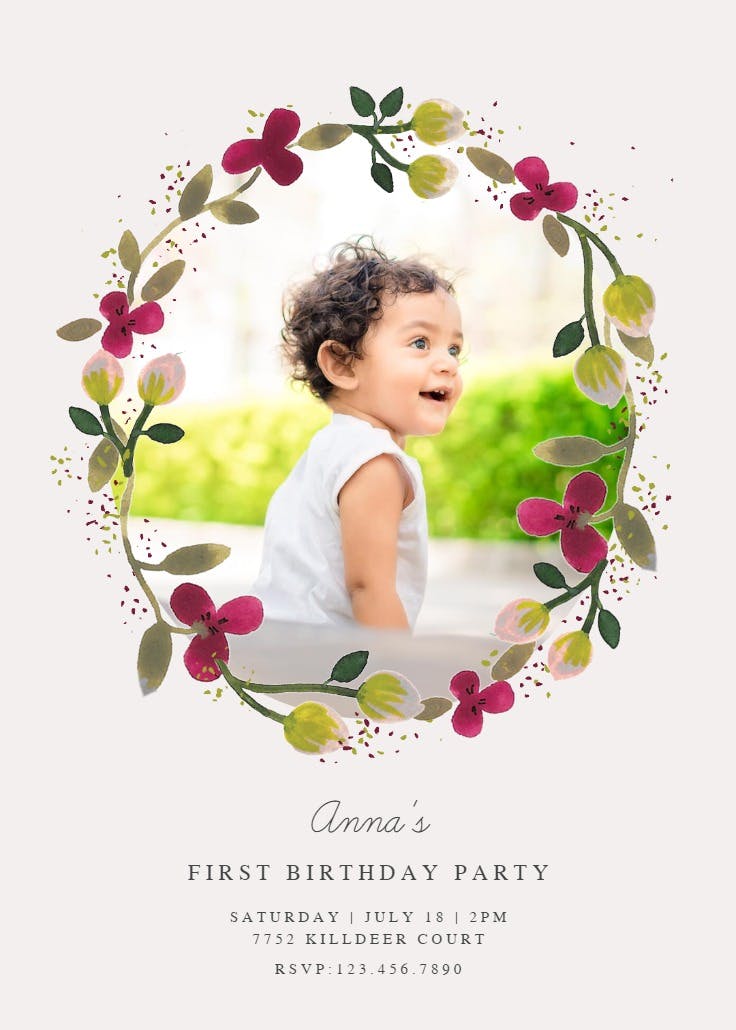 Floral happiness - birthday invitation