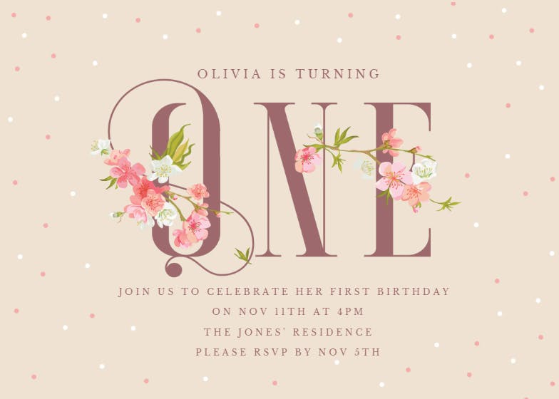 Floral one - birthday invitation