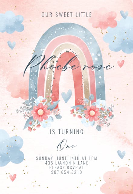 Floral rainbow - Invitation Template