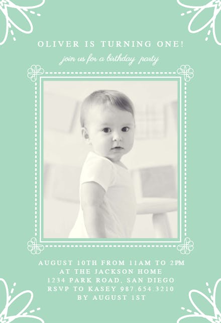 Flourished Border - Birthday Invitation Template (Free) | Greetings Island