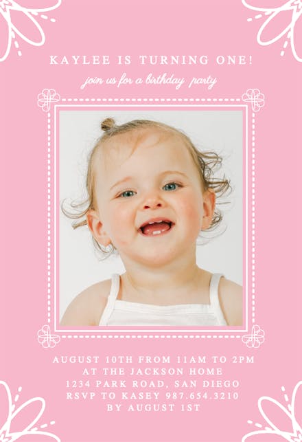 Flourished Border - Invitación de Cumpleaños