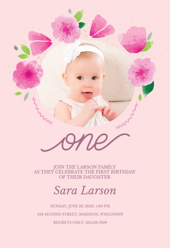 Flowers Frame - Birthday Invitation Template (Free) | Greetings Island