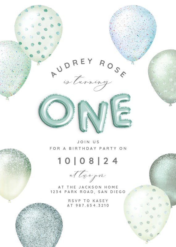 Foil & glitter balloons - birthday invitation