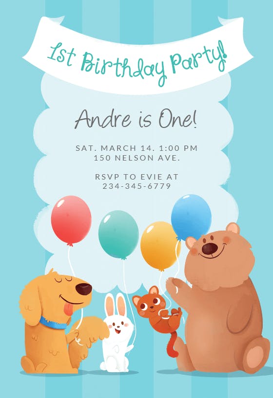 Furry friends - birthday invitation