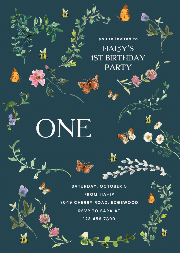 Gentle garden -  invitación de cumpleaños