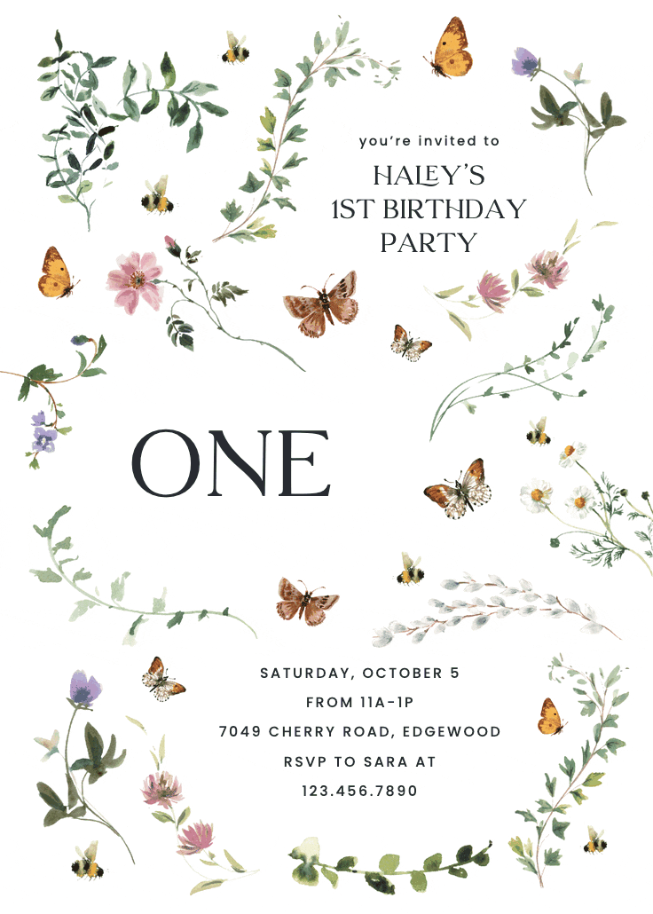 Gentle garden -  invitación de cumpleaños